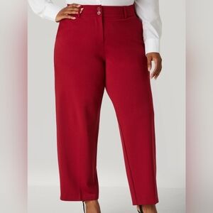 Straight Leg Red Pants Stretch